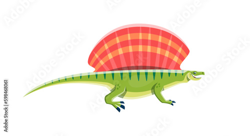 Cartoon dinosaur Edaphosaurus, Jurassic dino character, vector cute kids toy extinct lizard. Cartoon dinosaur of edaphosaurid synapsid species, Edaphosaurus lizard reptile figure for kid paleontology
