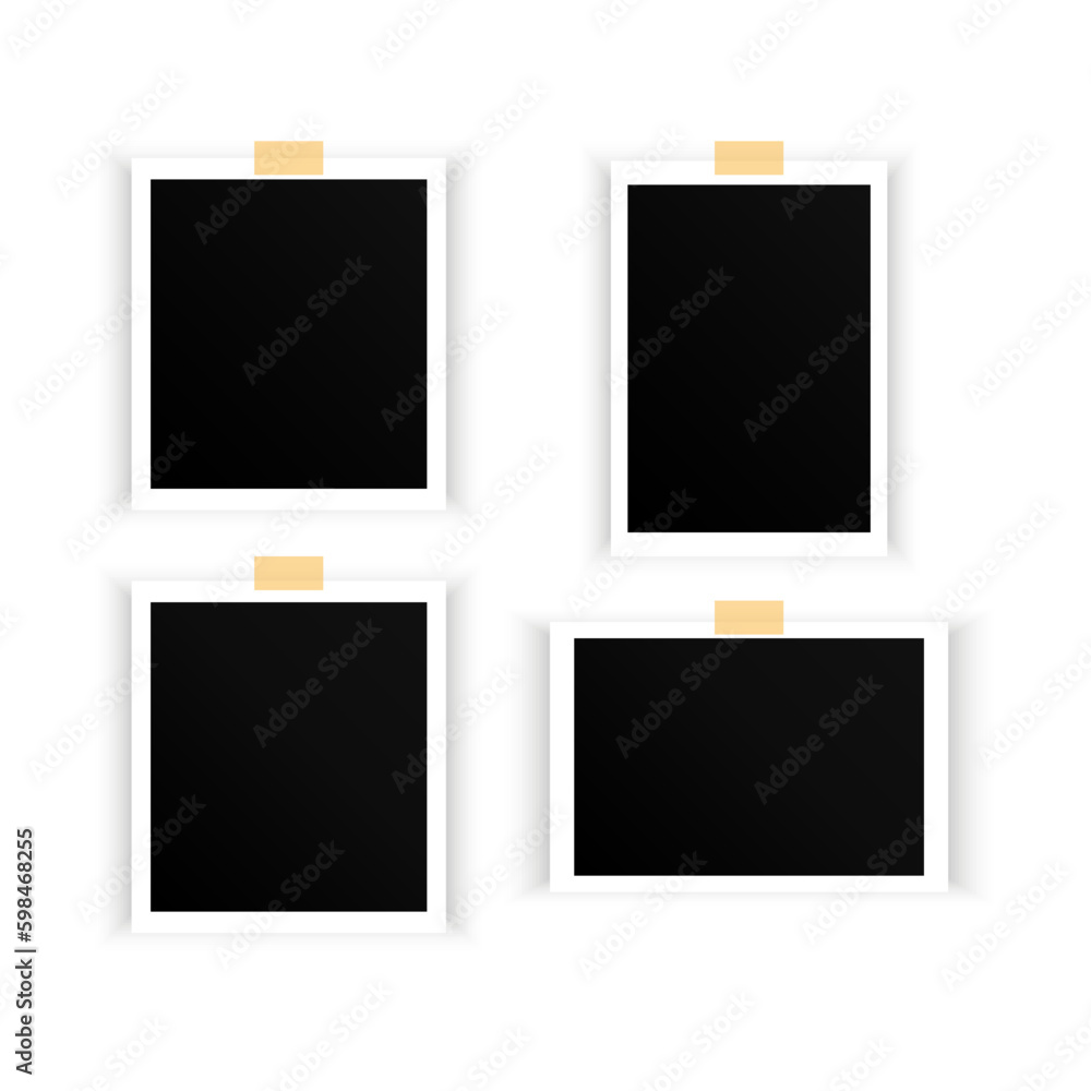 Photo frames in paper art style. Design element. Photo album template set. Vector illustration. Photo frames in paper art style. Design element. Photo album template set. Vector illustration.