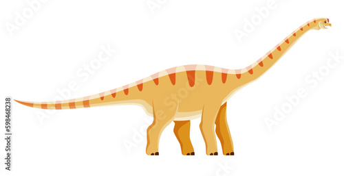Cartoon Aragosaurus dinosaur character  Jurassic dino cute reptile  vector kids paleontology. Aragosaurus dinosaur or extinct prehistoric dino for kids toy or dinosaurs education symbol