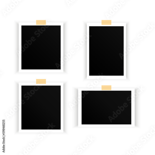 Photo frames in paper art style. Design element. Photo album template set. Vector illustration. 