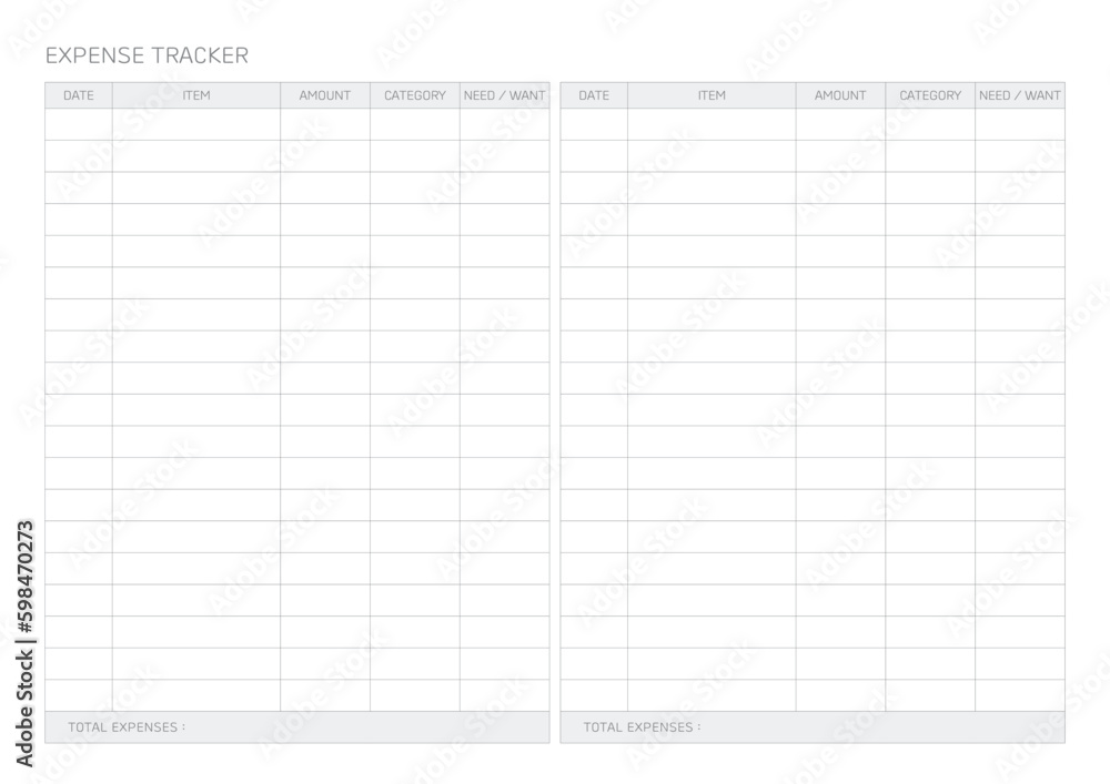 expense tracker template with a simple and minimal style. Note, scheduler, diary, calendar planner document template illustration. expense tracker template with a simple and minimal style. Note, scheduler, diary, calendar planner document template illustration.