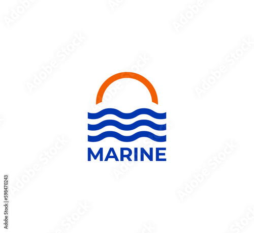 Marine logo. Boats and service. Travel agency emblems. Yacht club emblem.