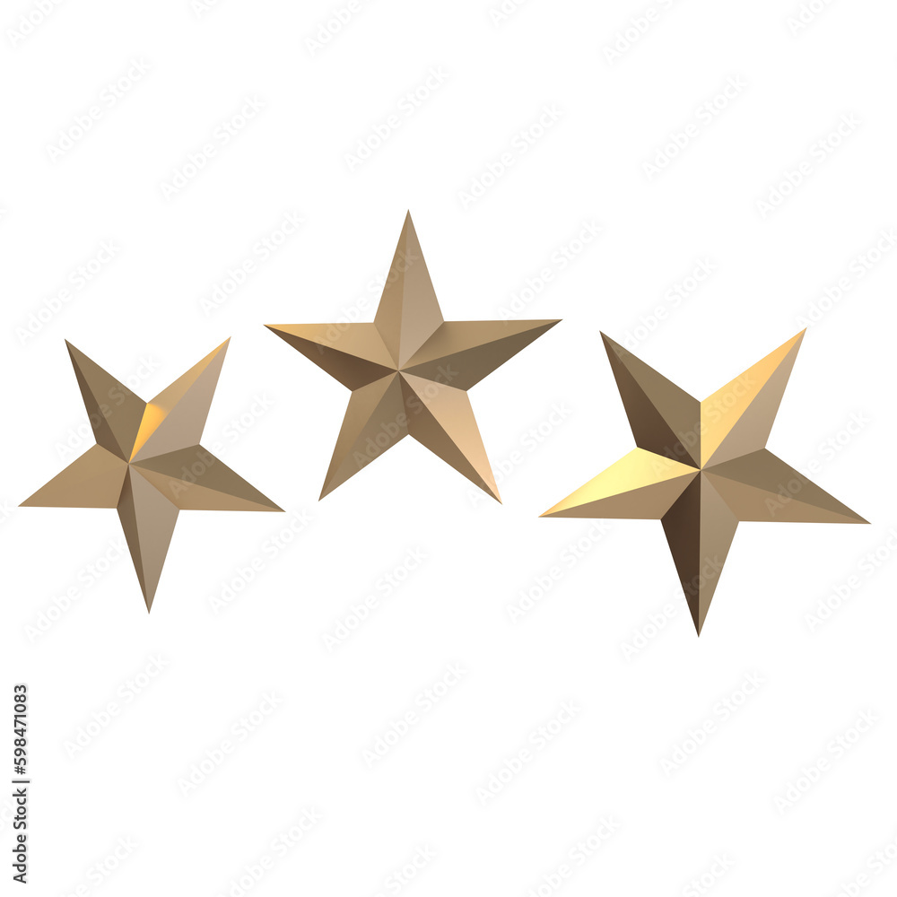 stars 3d render made of gold metal with white background stars 3d render made of gold metal with white background
