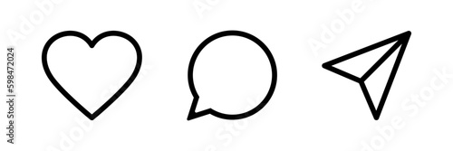 Share, like and comment icon set