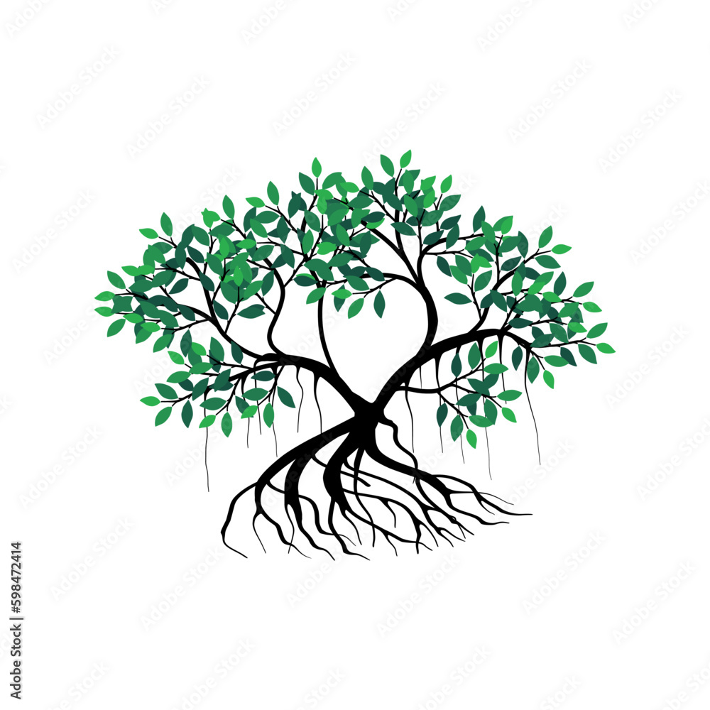 Obraz premium tree and roots vector illustrations, mangrove tree