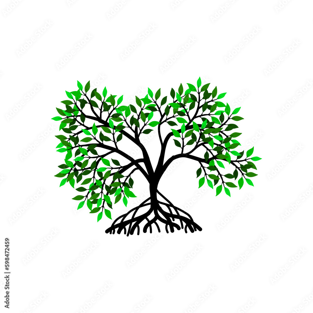 tree and roots vector illustrations, mangrove tree tree and roots vector illustrations, mangrove tree