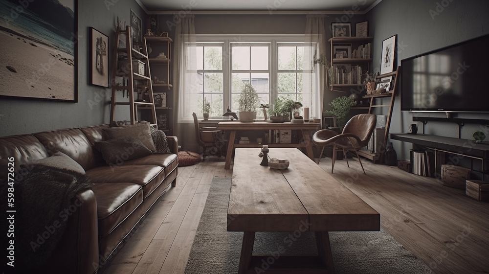 Living room nordic style. Generative AI Living room nordic style. Generative AI