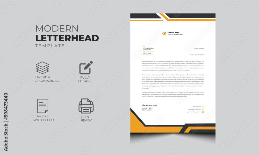 Modern company letterhead design template Modern company letterhead design template