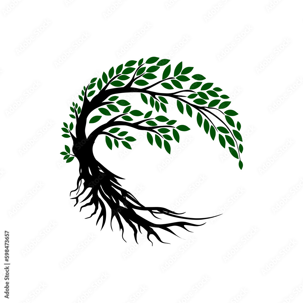 Circle Tree vector logo this beautiful tree is a symbol of life, beauty