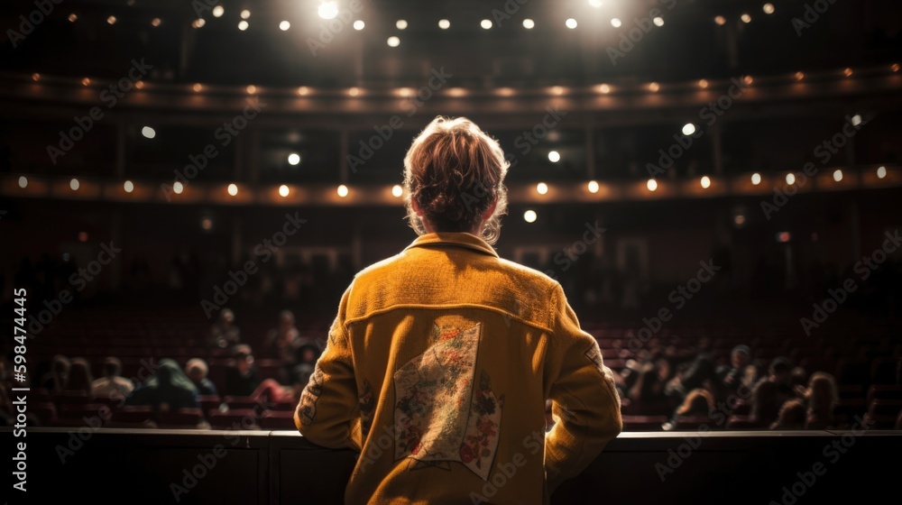 Fototapeta premium person attending a live theater or performing arts event, generative ai