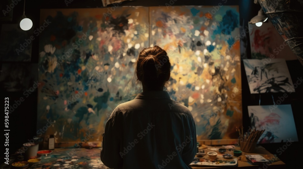 person working on a creative project at an art studio, generative ai person working on a creative project at an art studio, generative ai