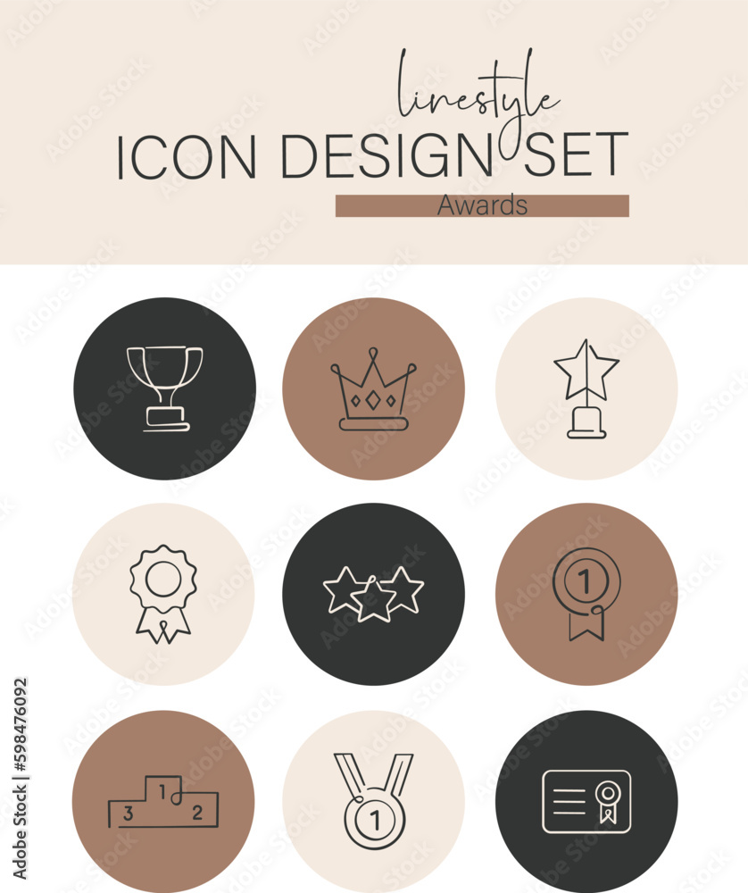 Linestyle Icon Design Set Awards Linestyle Icon Design Set Awards