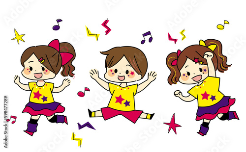 ダンスを踊る子供たちのイラスト