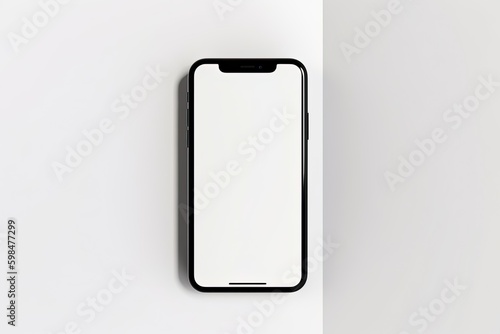 phone isolated on white background, white colored smartphone with blank screen isolated on a white colored background