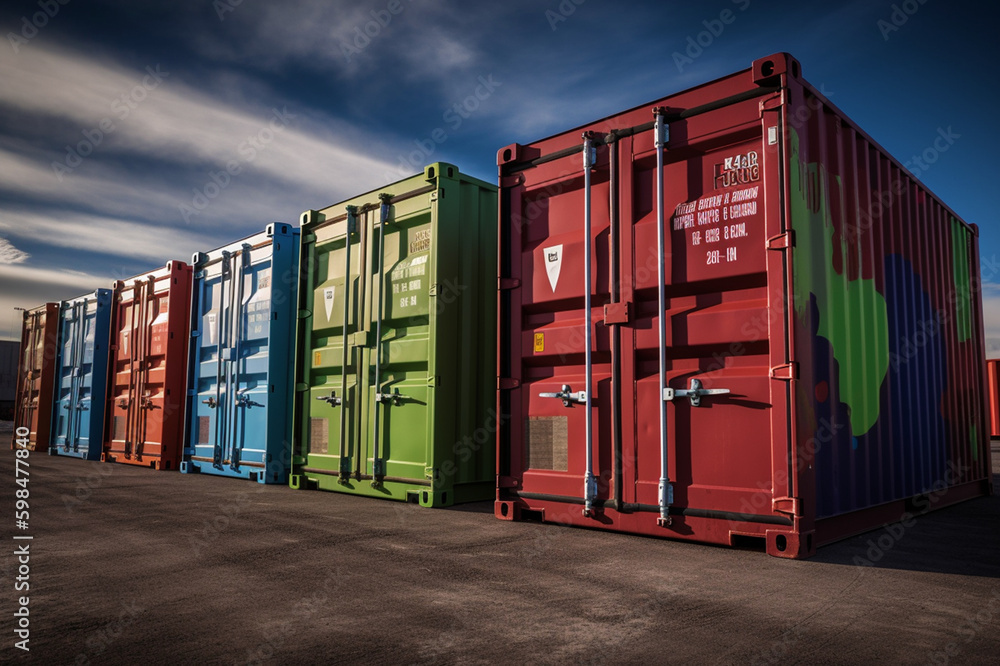 industrial container cargo - obrazy, fototapety, plakaty 