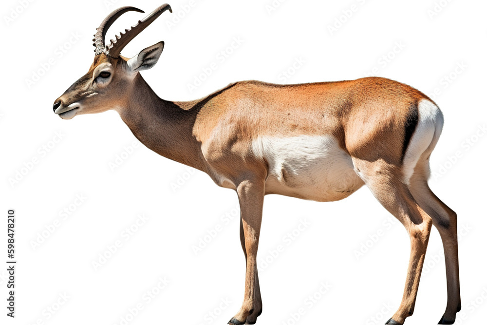 Antelope isolated on white background. Photorealistic generative art