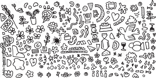 black and white doodle pattern