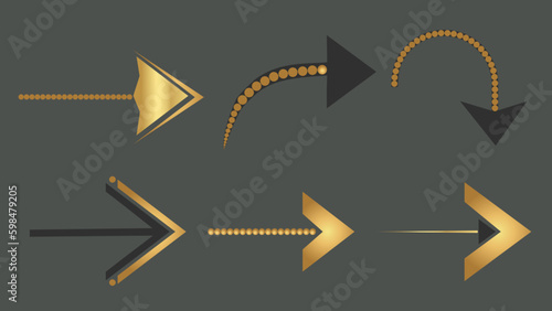 illustration of a arrows, Gold arrows, Right arrows vector