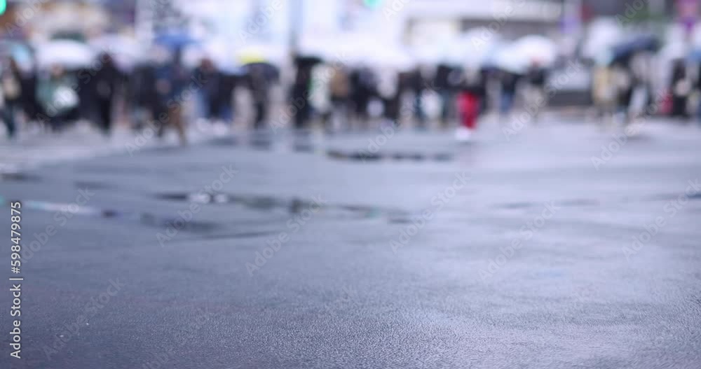 Walking people at the SHIBUYA crossing rainyday Generative AI Walking people at the SHIBUYA crossing rainyday Generative AI