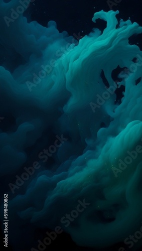 abstract green smoke on black background