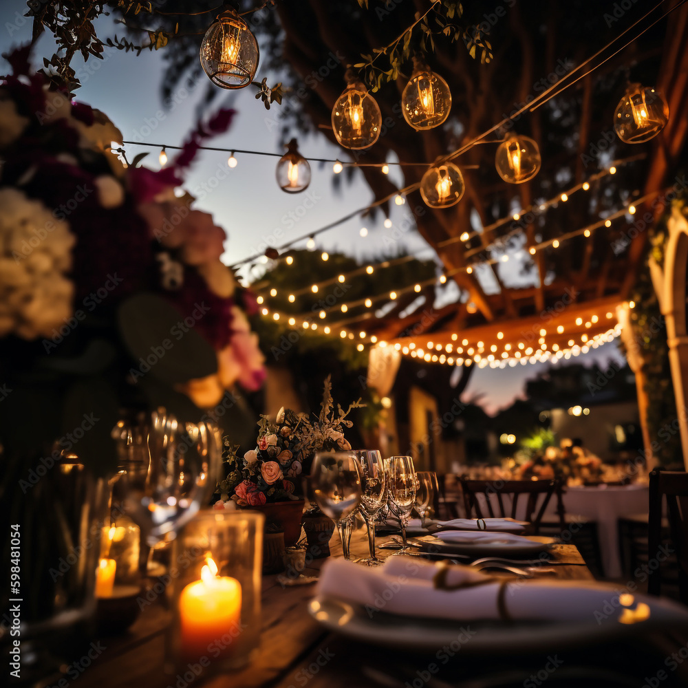Wedding Venue Elegant Decoration Romantic scenery Generative AI