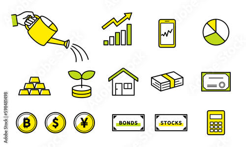 投資やお金のアイコンセット_Investment and money icons