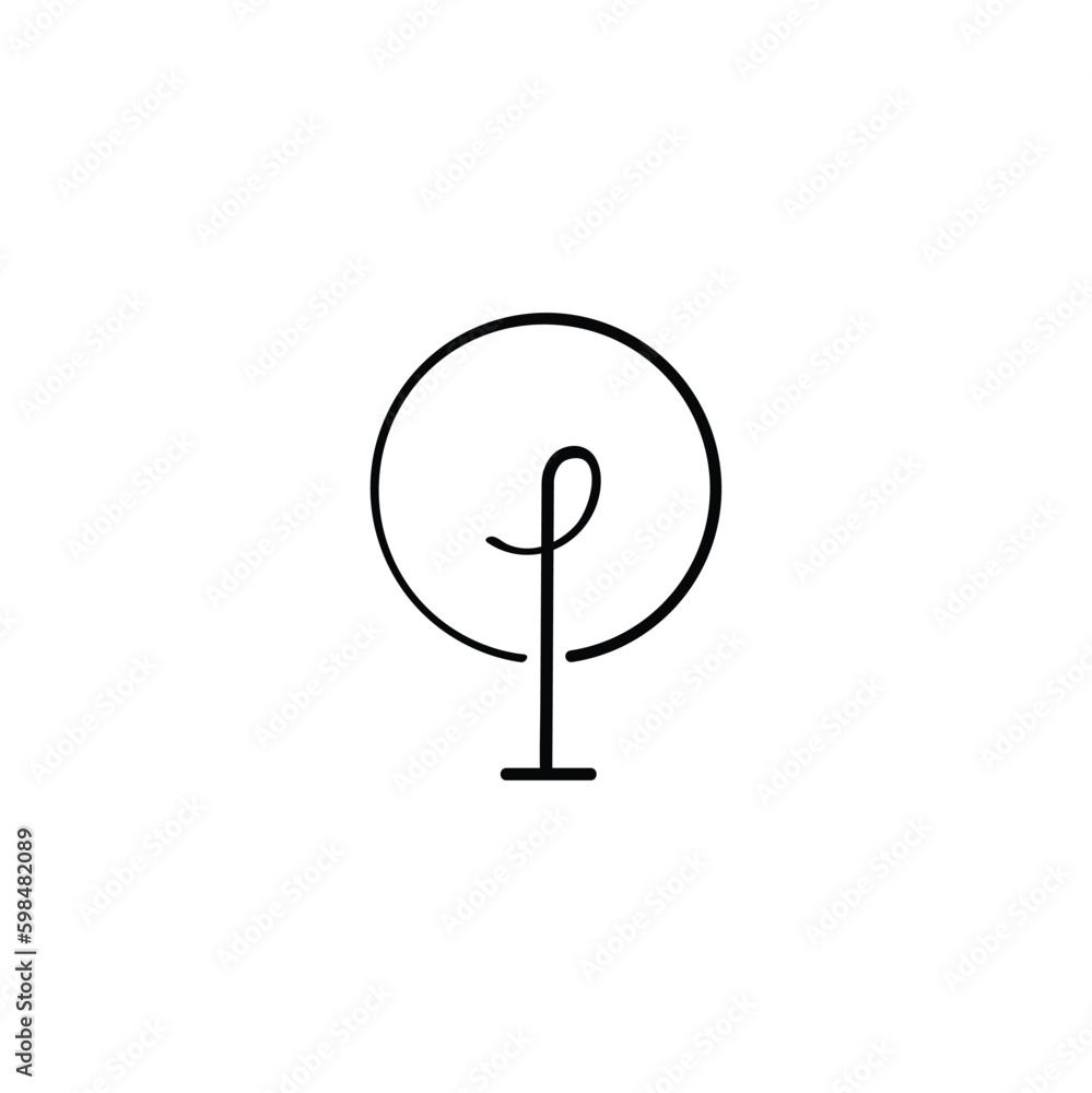 Rounded Tree Line Style Icon Design