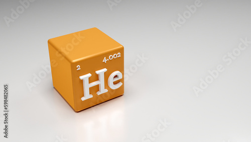 3D Illustration of Helium: Spectacularly Illustrated With Atomic Number and Atomic Mass