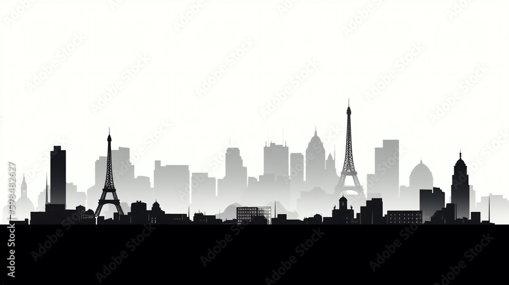 silhouette of Paris isolated vector illustration on white background for logo, graphic design, advertising, and marketing. generative ai