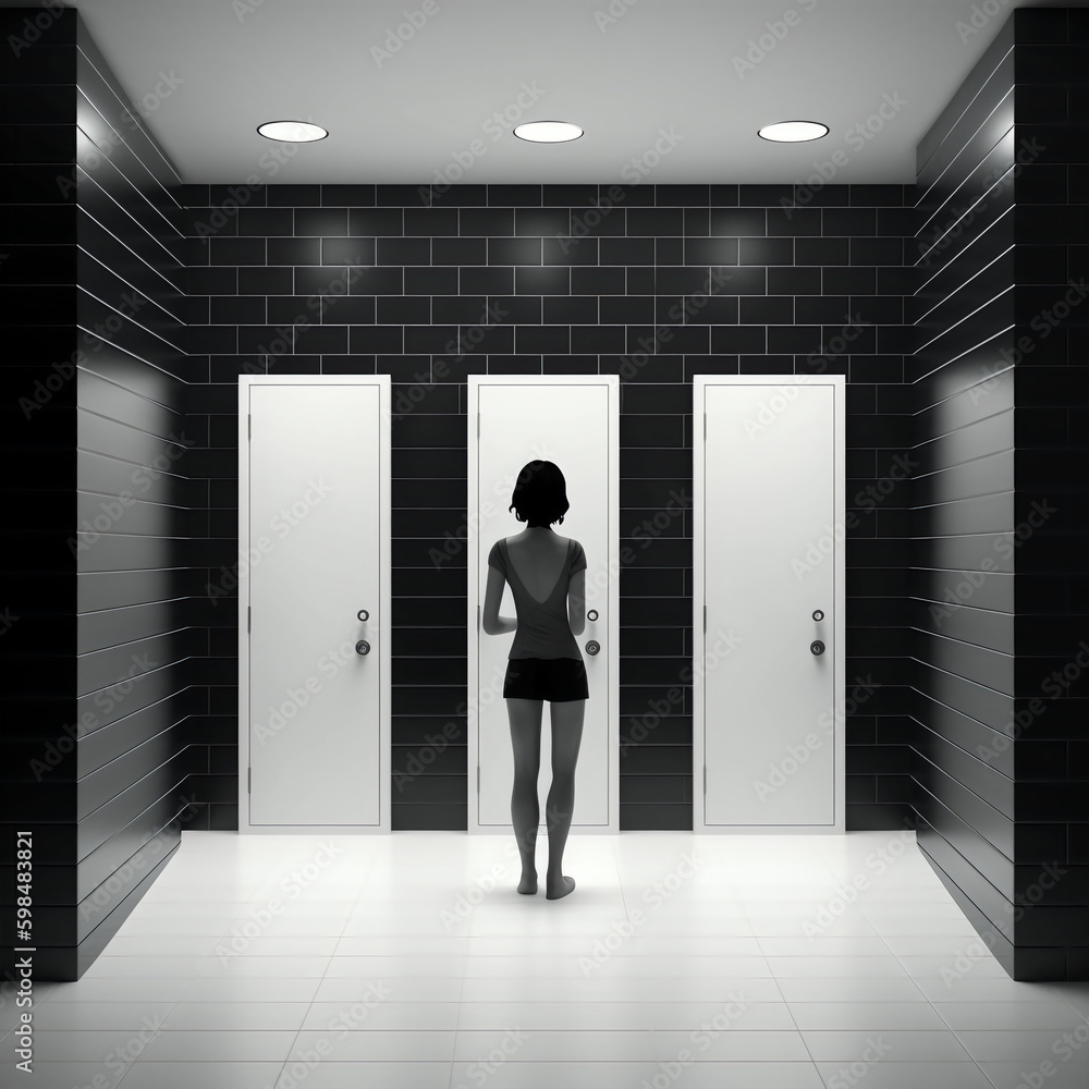 restroom black and white silhouette. generative ai
