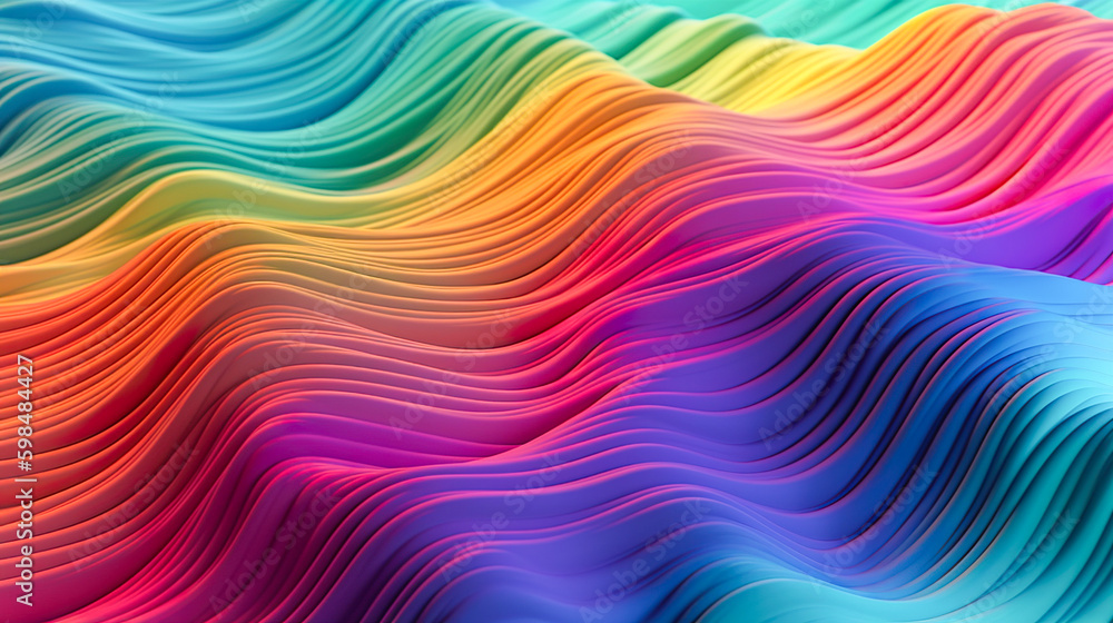 カラフルなレインボーウェーブの背景 Generative AI カラフルなレインボーウェーブの背景 Generative AI