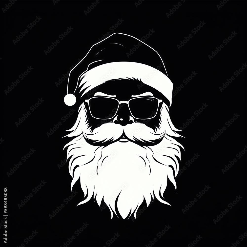 silhouette of santa face isolated vector illustration on dark background for logo, graphic design, advertising, and marketing. generative ai