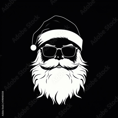 silhouette of santa face isolated vector illustration on dark background for logo  graphic design  advertising  and marketing. generative ai