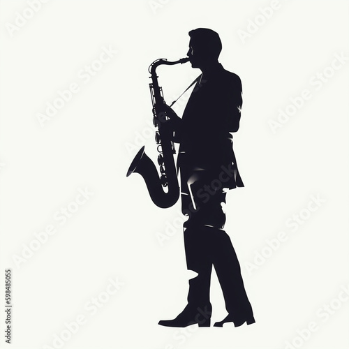 silhouette of saxophonist isolated vector illustration on white background for logo  graphic design  advertising  and marketing. generative ai