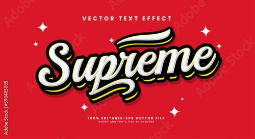 Supreme editable text style effect. Vector text effect. photo