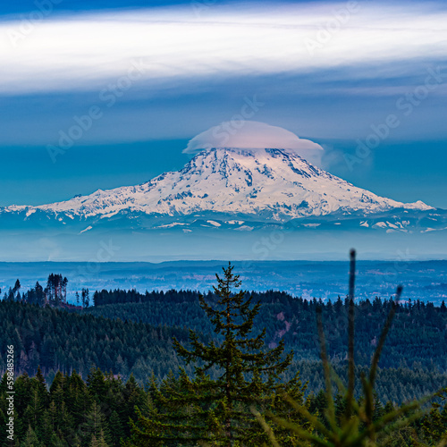 Mt Rainier with Lenticular Clouds Washington State