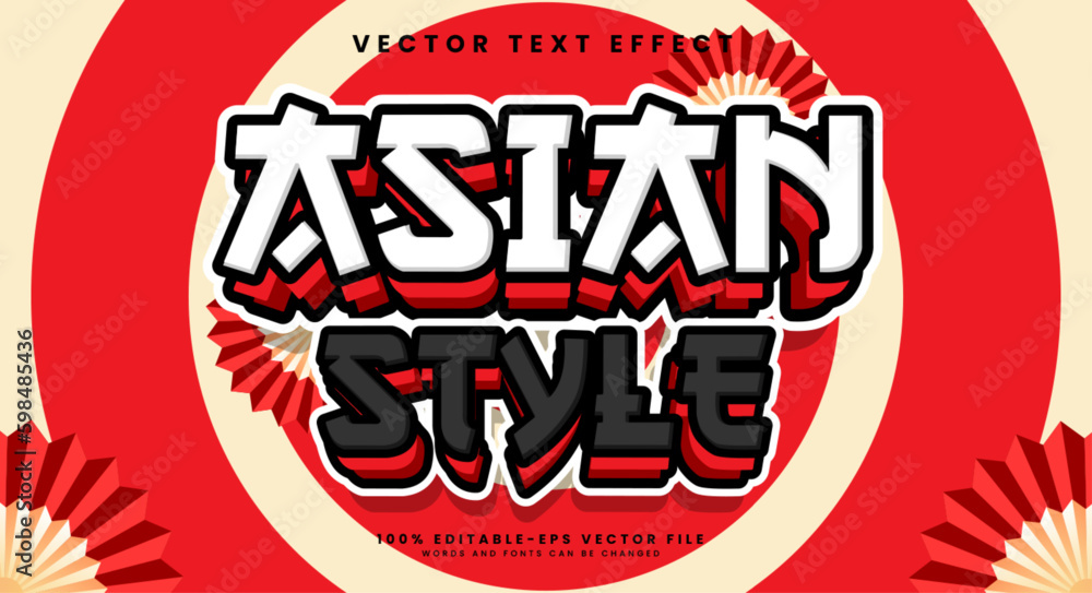 Naklejka premium Asian style editable text style effect. Vector text effect