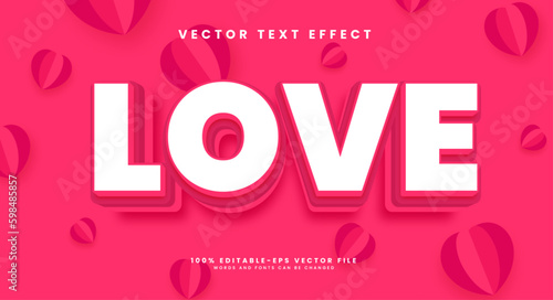 Pink love editable text stye effect. Vector text effect.