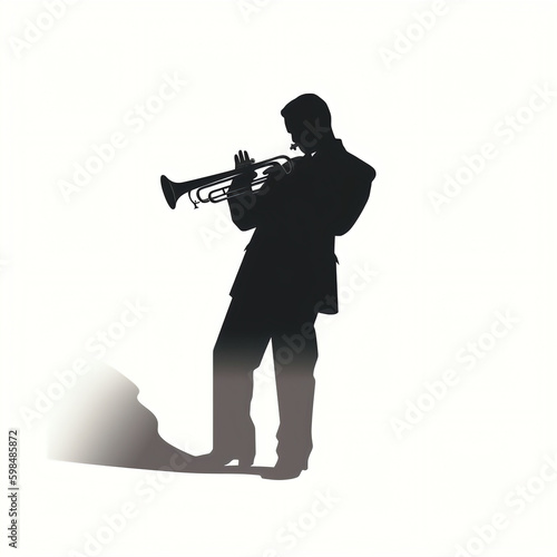 silhouette of trumpet playing man - isolated vector illustration on white background for logo, graphic design, advertising, and marketing. generative ai