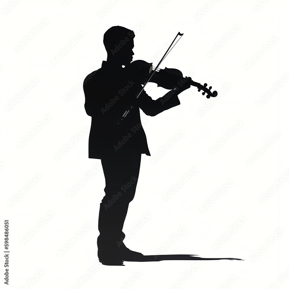 silhouette of violinist playing a violin - isolated vector illustration on white background for logo, graphic design, advertising, and marketing. generative ai