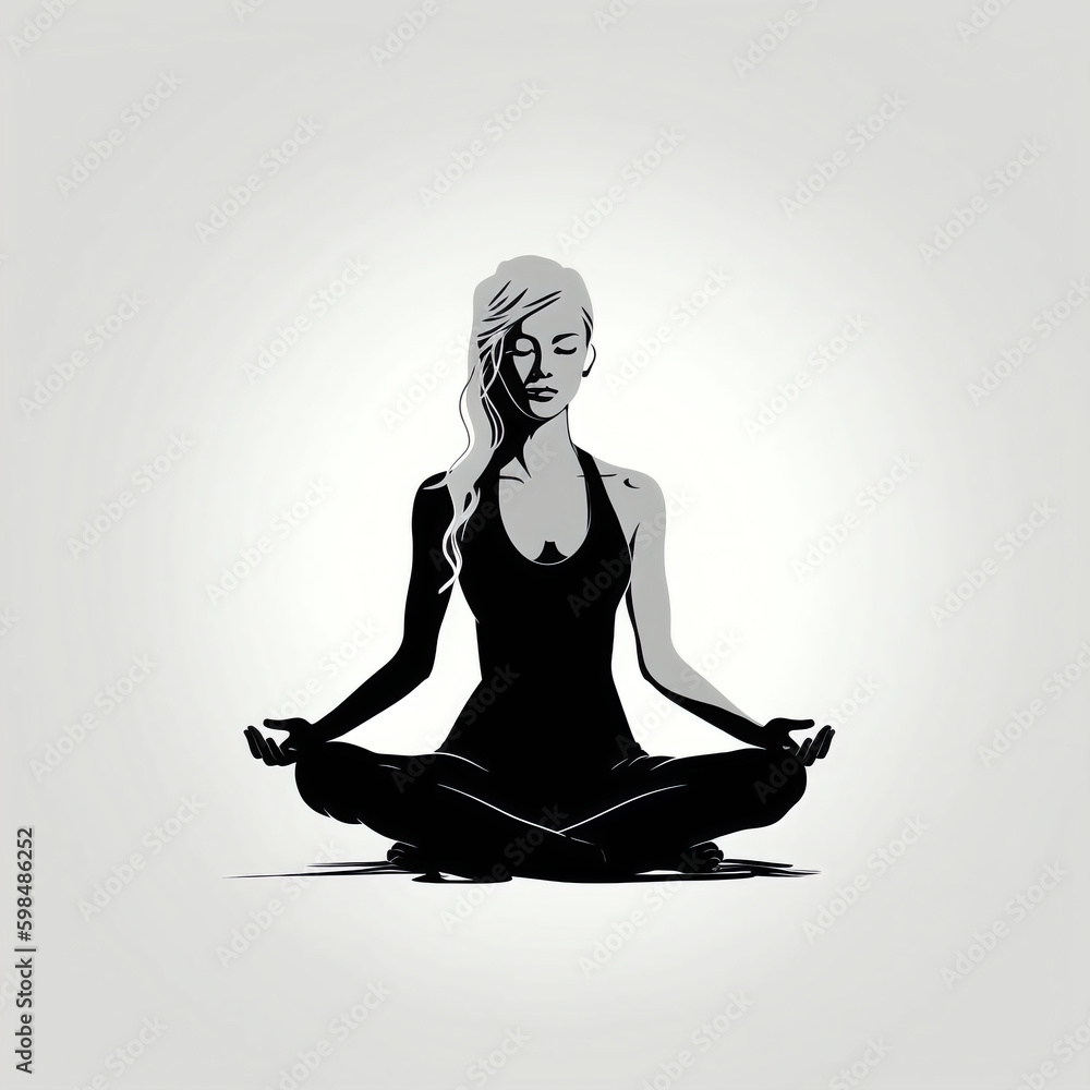 silhouette of girl doing meditation isolated vector illustration on white background for logo, graphic design, advertising, and marketing. generative ai silhouette of girl doing meditation isolated vector illustration on white background for logo, graphic design, advertising, and marketing. generative ai