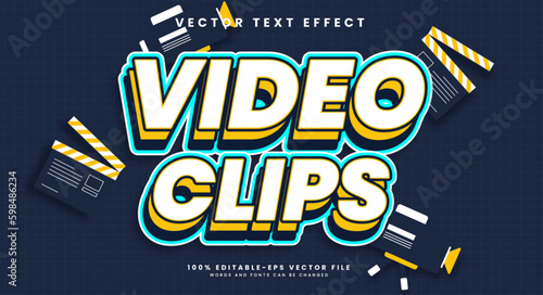 Video clips editable text style effect. Vector text effect.