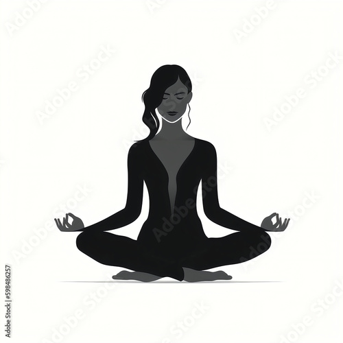 silhouette of girl doing meditation isolated vector illustration on white background for logo, graphic design, advertising, and marketing. generative ai