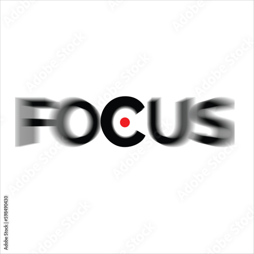 Blurred focus text with a red dot focus concept design stock illustration