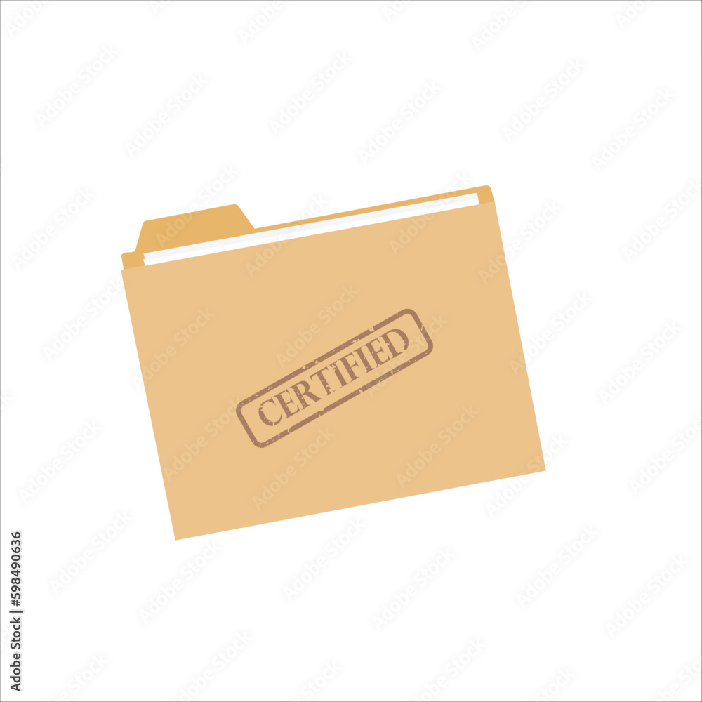 File folder with certified stamp with paper and notes concept design stock illustration. File folder with certified stamp with paper and notes concept design stock illustration.