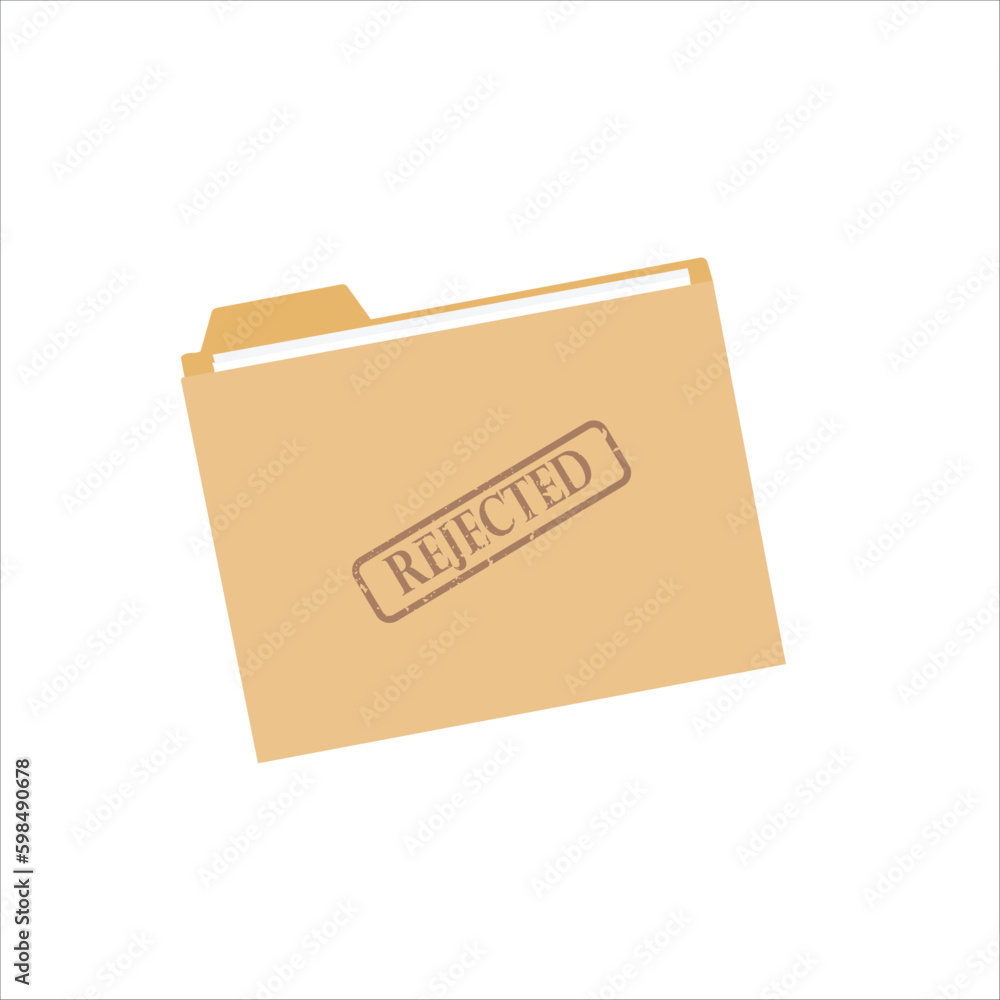 File folder with rejected stamp with paper and notes concept design stock illustration. File folder with rejected stamp with paper and notes concept design stock illustration.
