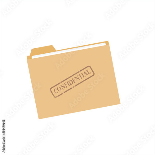 File folder with confidential stamp with paper and notes concept design stock illustration