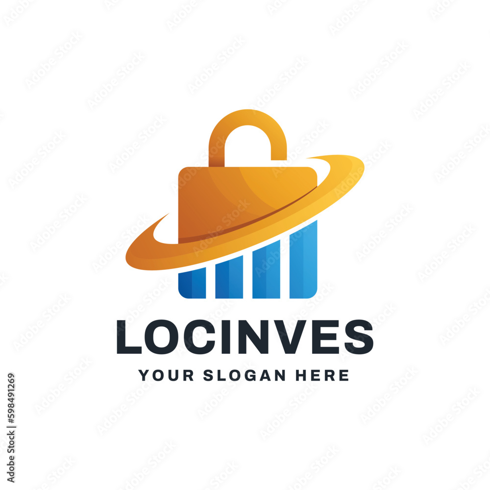 Lock Investment Gradient Logo Vector Icon Illustration