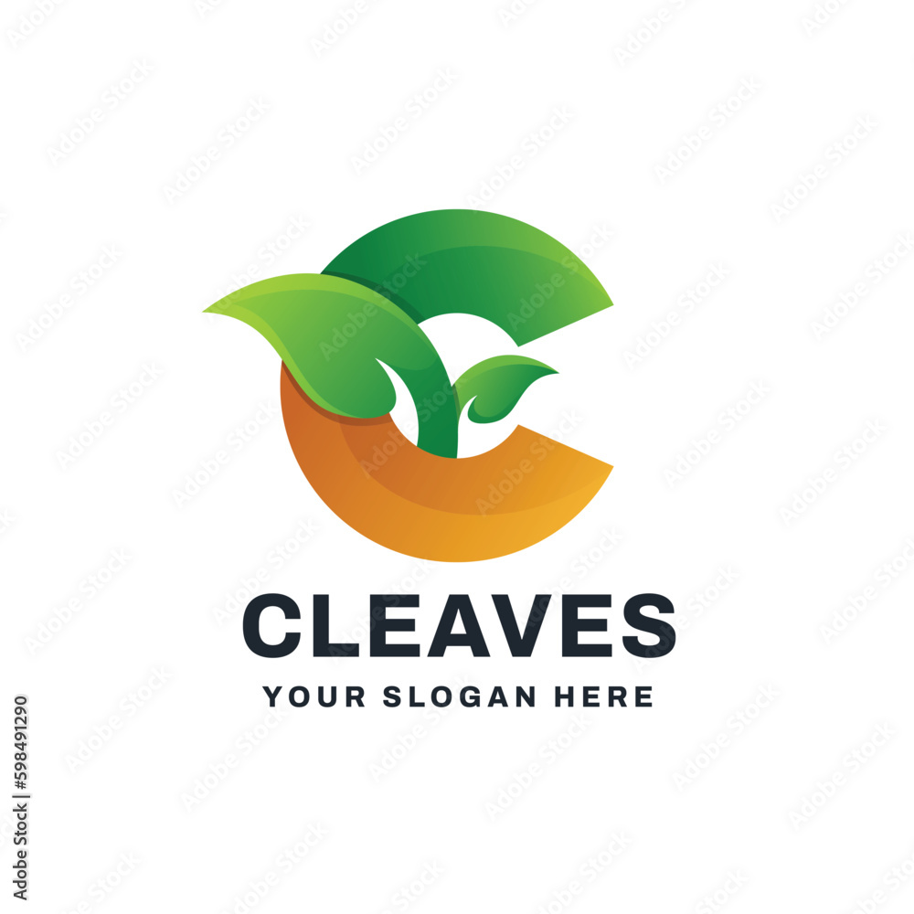 Abstract Letter C Leaf Logo Vector Icon Illustration Abstract Letter C Leaf Logo Vector Icon Illustration