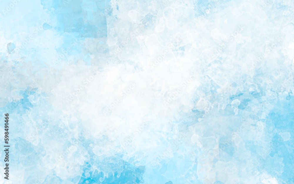 Light blue and white watercolor background.